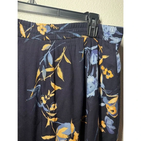 Sag Harbor Woman Navy Blue Floral Button Front Rayon Midi Skirt Plus Size 1X VTG - Picture 10 of 10